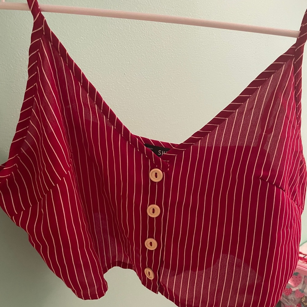 Red striped crop top